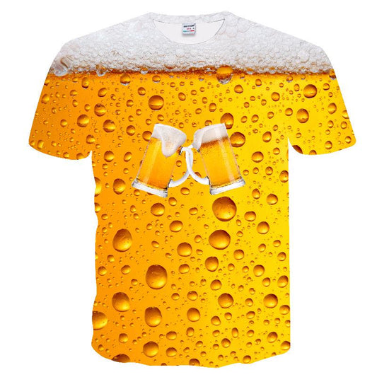 Cool Male T-shirt Men 3D Shirt Print Beer Bottle Cap Short Sleeve Summer Tops