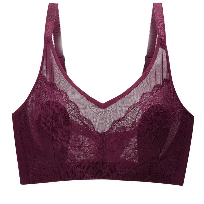 Summer Ultra-thin Sexy Lace No Steel Ring No Sponge Gathering Anti-sagging Breathable Skin-friendly Women's Underwear Bra