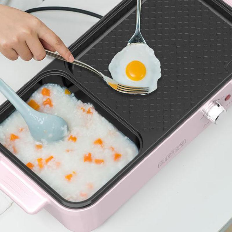 980W 2 Person BBC Heat Pot Machine Multi-purpose Grill Pan Fried Steak Pan Smokeless Nonstick Pot for Family