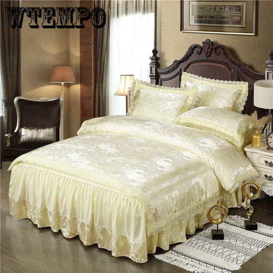 Fashion Home Textile Wedding Jacquard Bedding Set Luxury Satin Quilt/Duvet Cover Bedclothes