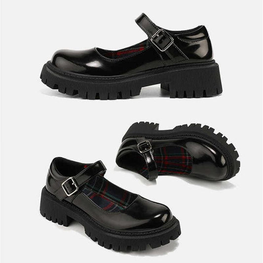 Korean Style All-match Retro British Style Leather Shoes Japanese Women's Small Leather Shoes Thick-soled Round-toe Thin Women's Shoes
