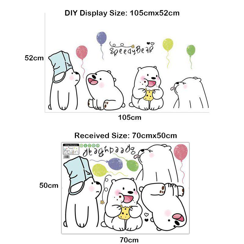 Cartoon Cute Lazy Polar Bear Wall Stickers For Kids Room Living Room Home Decoration Background Chil