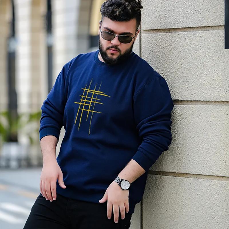 Autumn/winter Cotton Thick Plus Size Men's Sweater Plus Fertilizer To Increase Loose Casual Warm Long-sleeved Sweatshirts