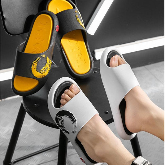 Chinese Style EVA Slippers Men's Summer Outdoor Solid Color Slippers Light and Not Tired Home Shoes Couple Shoes