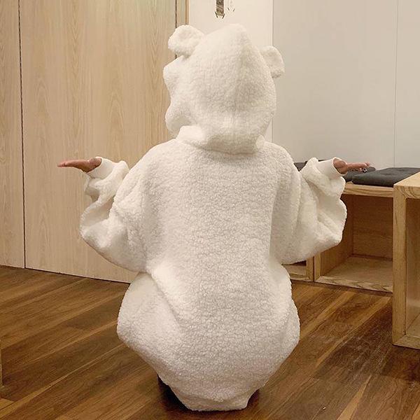 Loose Sports Coat Bear Ears Warm Sweater Plush Long-sleeved Hooded Blouse Women