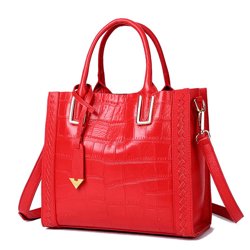 The First Layer Cowhide Crocodile Pattern Women's Handbag Shoulder Bag Bag Women Fashion Leather Handbag Big Bag