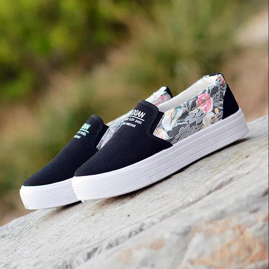 Canvas Shoes Women's Spring White Shoes Women's Platform Shoes Thick-soled One-foot Korean Student Lazy Cloth Shoes