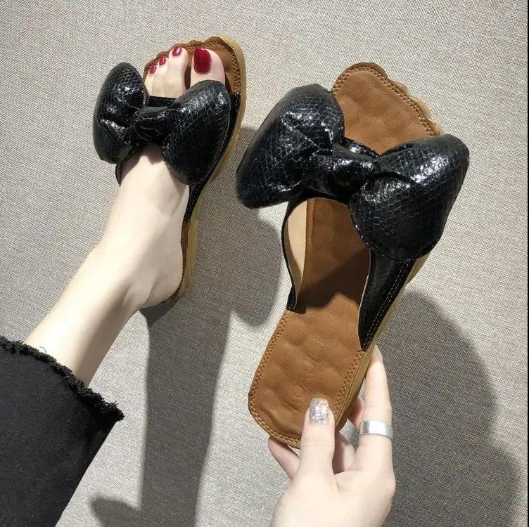 Women's Fashion Slippers Bowknot Design Slippers Lightweight Casual Flat Shoes Soft Soled Shoes