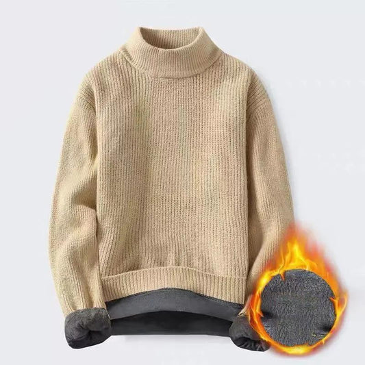 Autumn and Winter Men's Sweaters Round Neck Warm Knit Sweater Men's Half Turtleneck Sweater