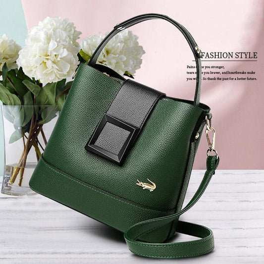 Crocodile Bucket Bag Female Trend Fashion Soft Leather Shoulder Messenger Bag Wild Large-capacity Handbag