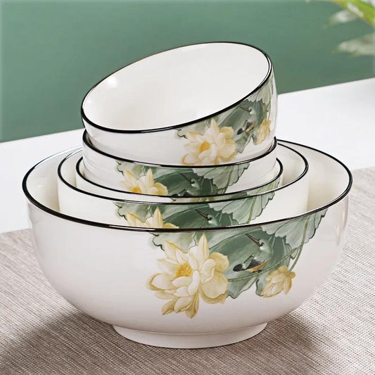 Rice Bowl Ceramic Bowl Household Rice Bowl Glazed Chinese Tableware Thickened Noodle Bowl Rice Bowl Soup Bowl Porcelain Bowl