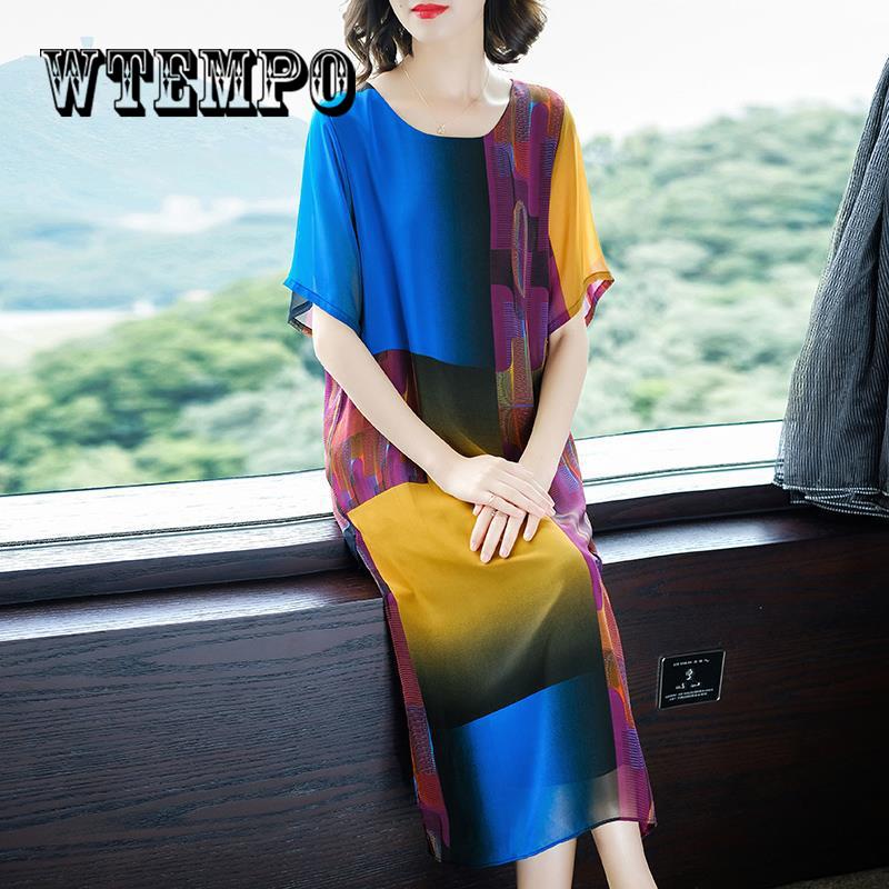 Plus Size Elegant Chiffon Silk Dress 2019 Summer Vintage Dresses Vestidos Long Beach Sexy
