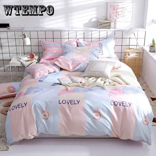 3/4 Pcs Bedding Sets Girl Kid Teenage Linen Duvet Cover Pillowcase Bed Sheet King Queen Single Bedspread