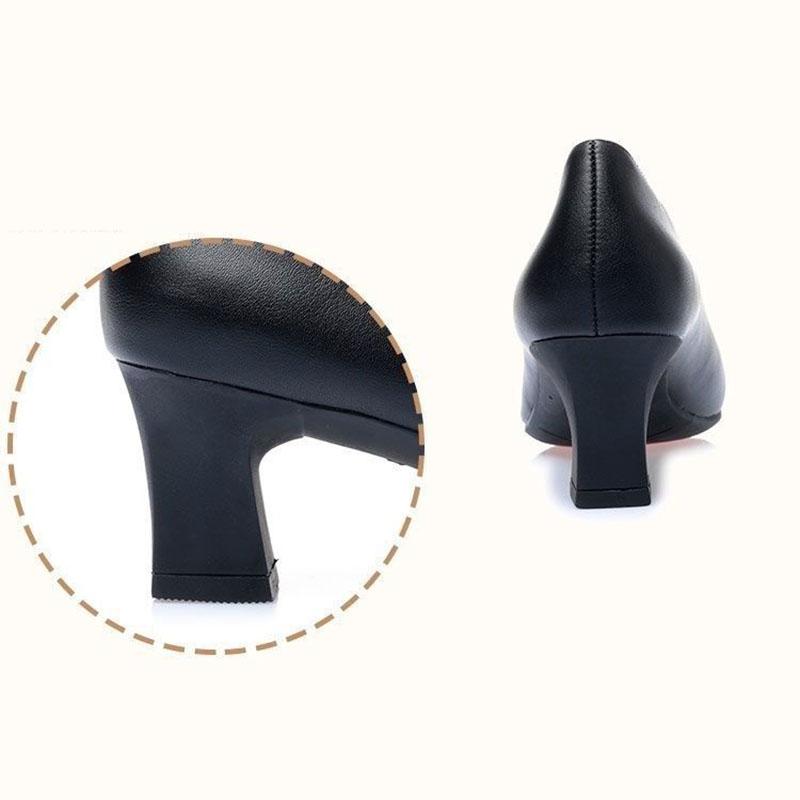 Spring and Summer Single Shoes Soft Bottom Shoes Thick with Casual Shoes Shallow Shoes Women's Shoes Black Leather Shoes