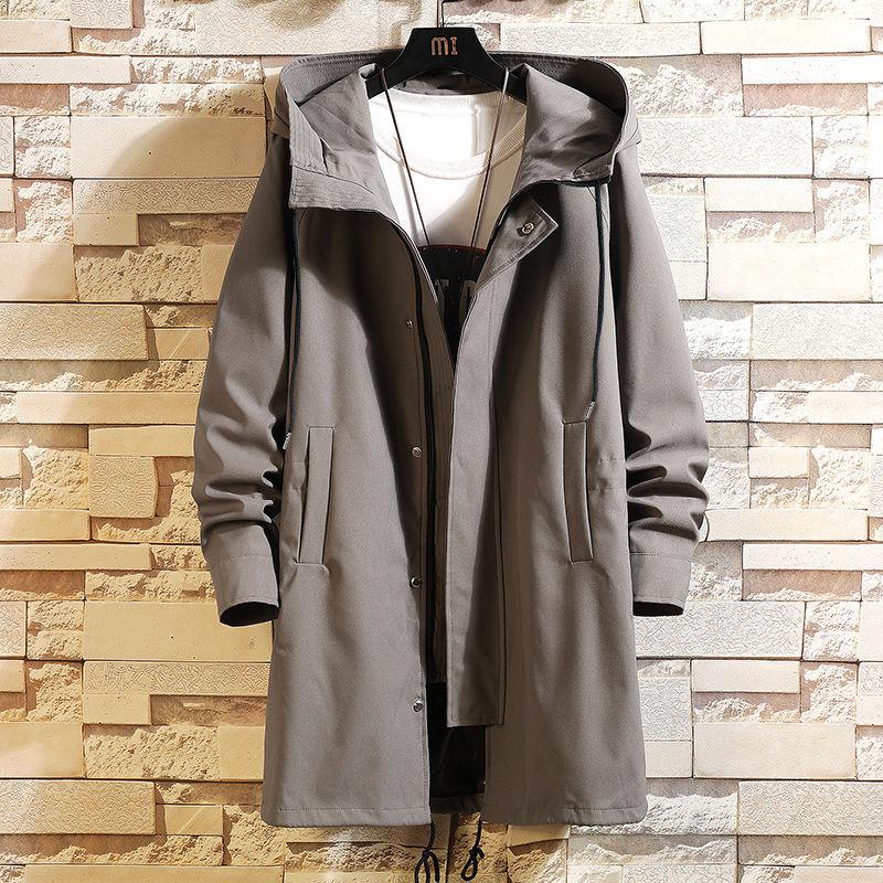 Mid-length Windbreaker Men's Coat Spring and Autumn 2021 New Trend Loose Large Size Youth Jacket