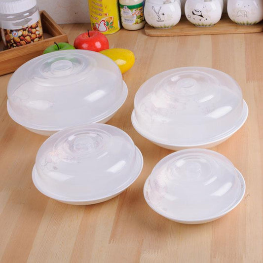 4pcs Plastic Microwave Food Cover Clear Lid Safe Vent Kitchen Tools Home Accessories