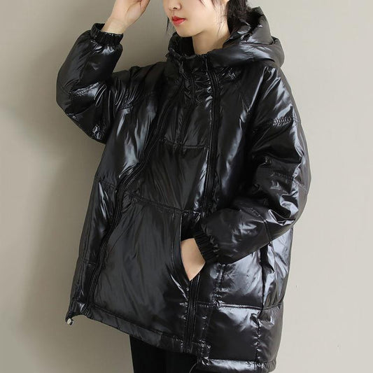 Winter Thick Coat Women Brand Loose Warm Hooded Cotton Jacket Large Size Solid Color Down-filled Coat