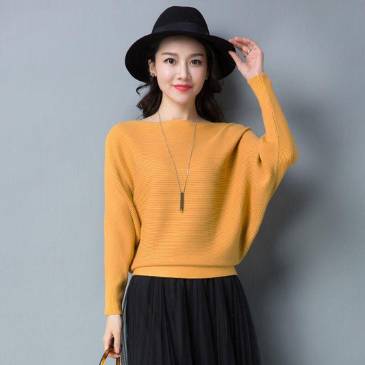Knit Pullover Sweater Women's Batwing Sleeve Sweater Coat Loose Large Size Batwing Sweater Short Outer Wear