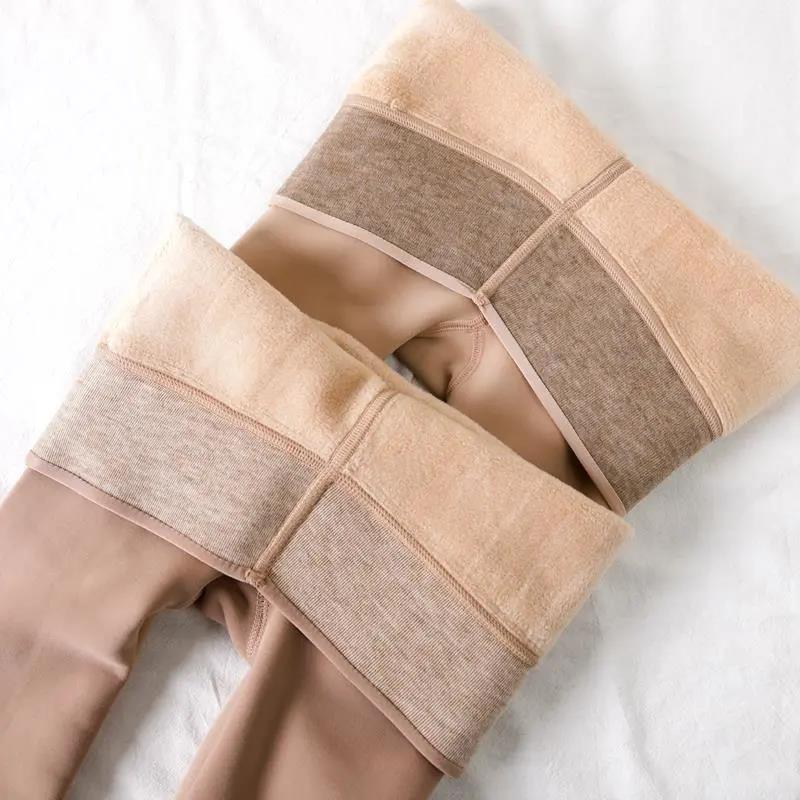 Women's Dark Skin Tone Pantyhose Light Leg Leggings Plus Velvet Thickening Winter Skin Tone Bottoming Socks