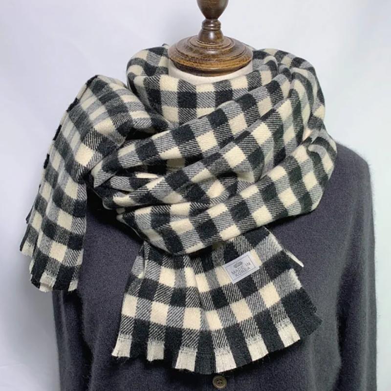 Plaid Scarf Female Winter Day Korean Style Shawl All-match Warmth Necessary Thickening Scarf