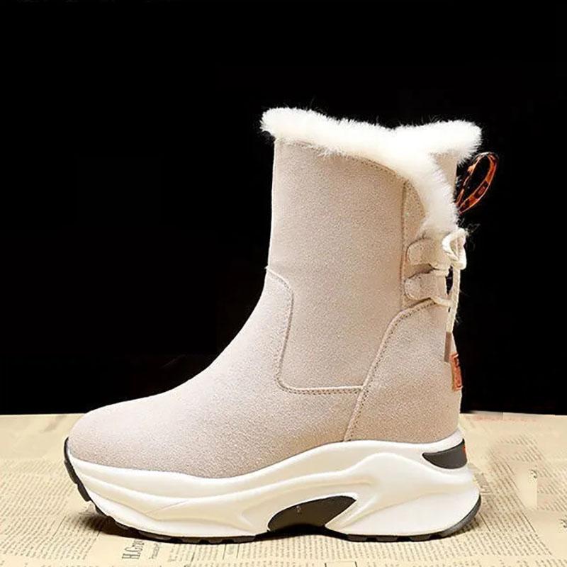 Inner Heightening Snow Boots Women Winter Cold-resistant Plus Cashmere Casual Short Boots Warm Thick-soled Cotton Shoes