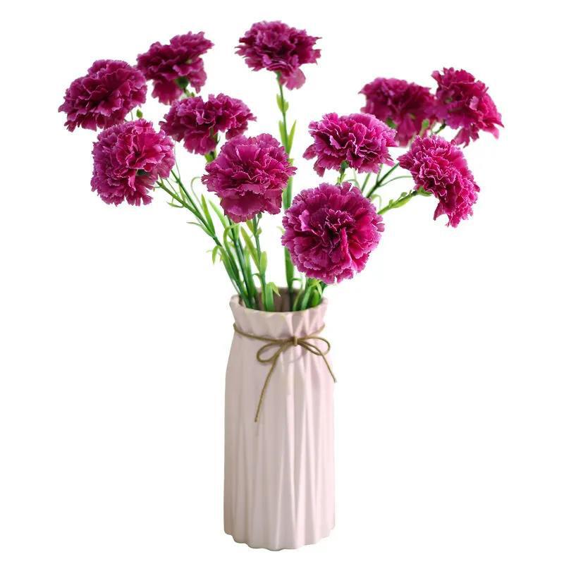 Carnation Simulation Bouquet Fake Flower Silk Flower Living Room Decoration Dining Table Decoration Plastic Flower Holiday Gift