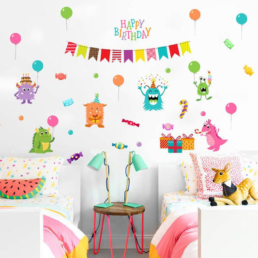 Warm creative happy monster wall stickers children room kindergarten decorative painting