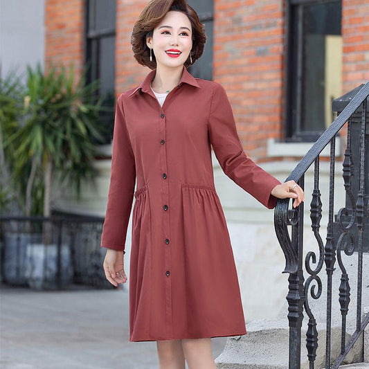 Spring and Autumn Windbreaker Women's Autumn Casual Thin Coat Jacket Mid-length