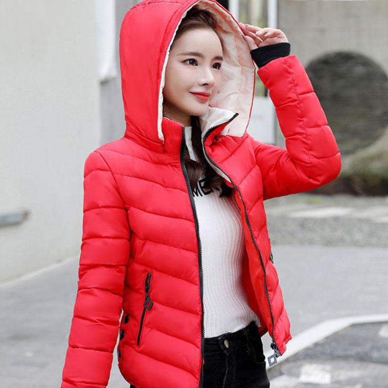 Winter Short Women's Down Jacket Detachable Hood Cotton Jacket Hooded Down Jacket