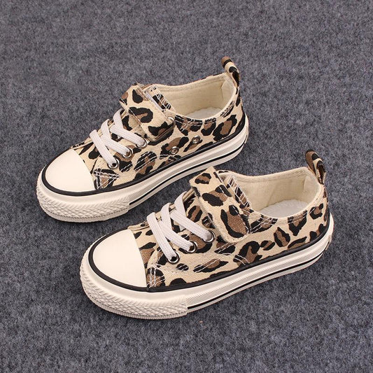Leopard Prints Kids Shoes Canvas Sneakers for Boys Girls Children's Sports Running Casual Shoes White Shoes for Toddlers