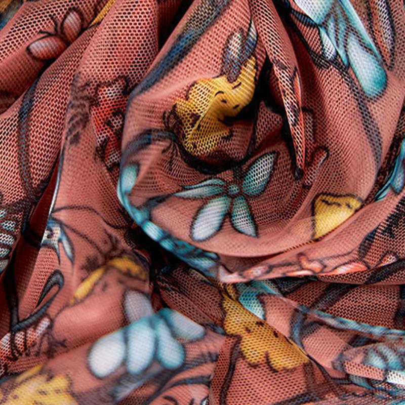 Summer Small Floral Mesh Mid-length Large Size Loose and Thin Short-sleeved Dress