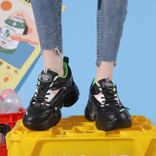 Thick-soled Heightened Travel Running Shoes Casual Student Breathable Sneakers All-match Comfortable Women Walking Sneakers