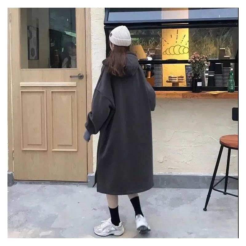 Sweater Skirt Thicker Women's Autumn and Winter Loose Korean Style Plus Velvet Mid-length Blouse Spring and Autumn Over The Knee Gentle Wind