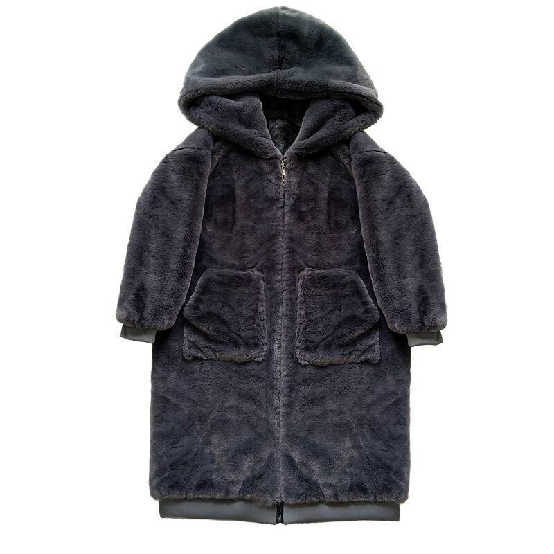 Women Faux Fur Long Coat Loose Jacket Hoodie Baggy Oversized Loose Winter Coat