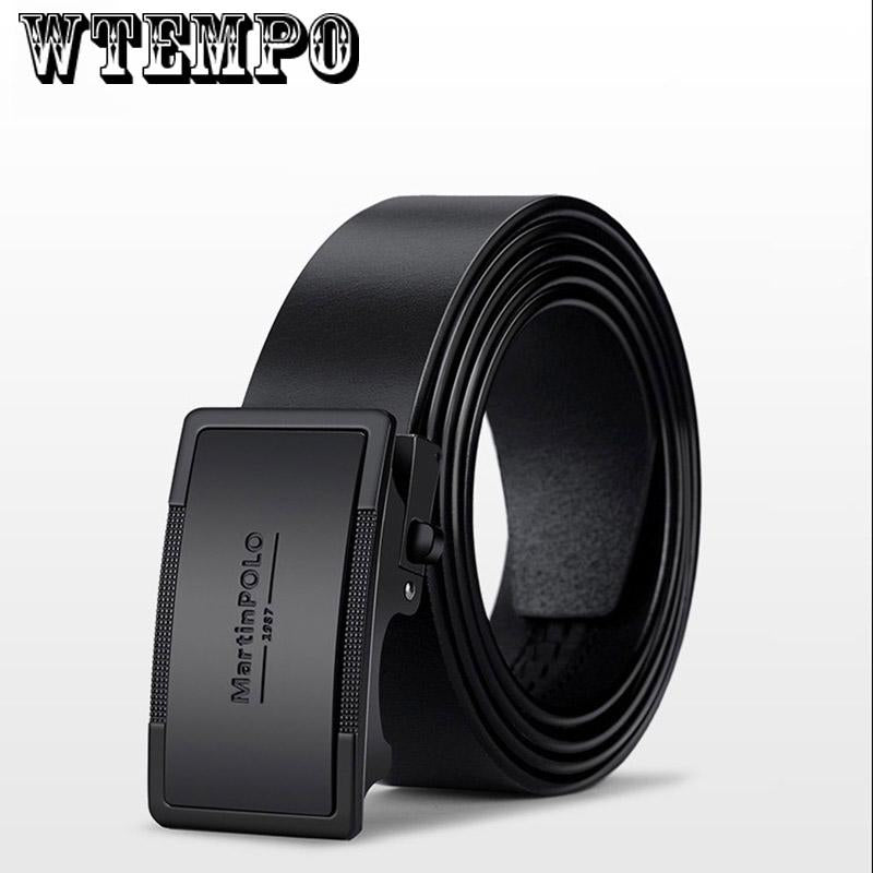 Father's Day Gift Men's Leather Belt Automatic Buckle with Smooth Casual Business Belt
