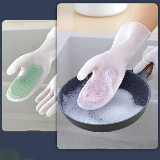 2pc Magic Brush Dishwashing Gloves Dishwashing Artifact Female Waterproof Silicone Dishwashing Brush Durable