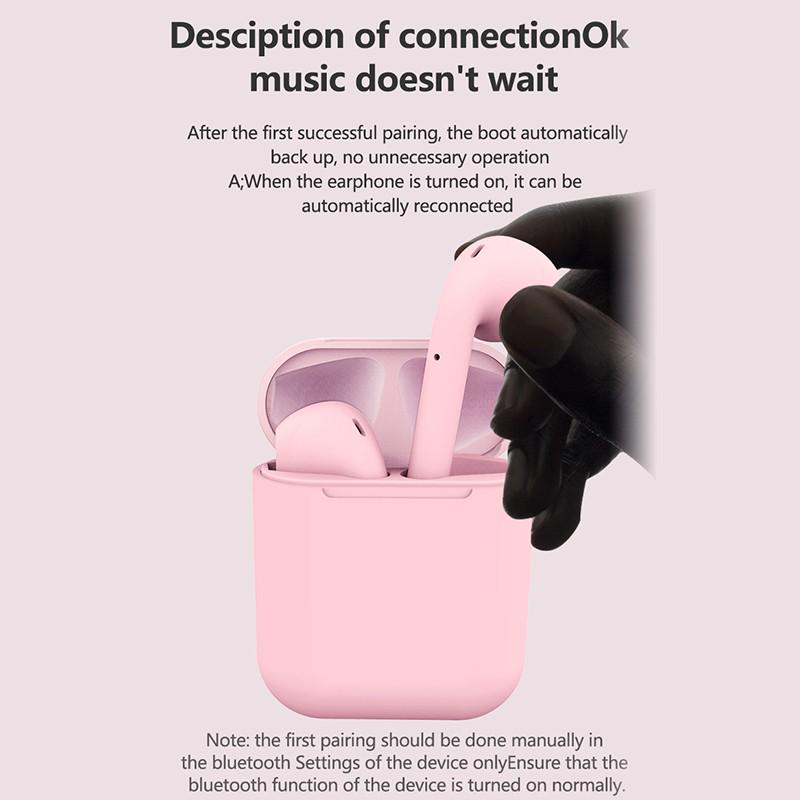 Wireless Bluetooth Earphones Macaron Colorful Mini Touch Control Earbuds InPods12 for IPhone Huawei Android Phone