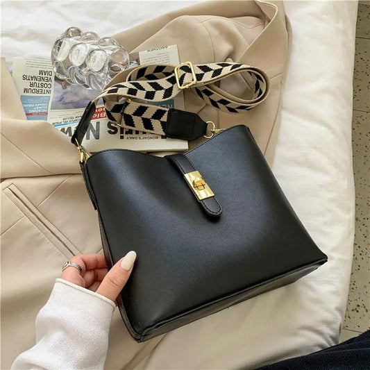 Crossbody Bags Portable PU Leather Wide Strap Shoulder Bags Casual Female Multi-Layer Large Capacity 3 Colors