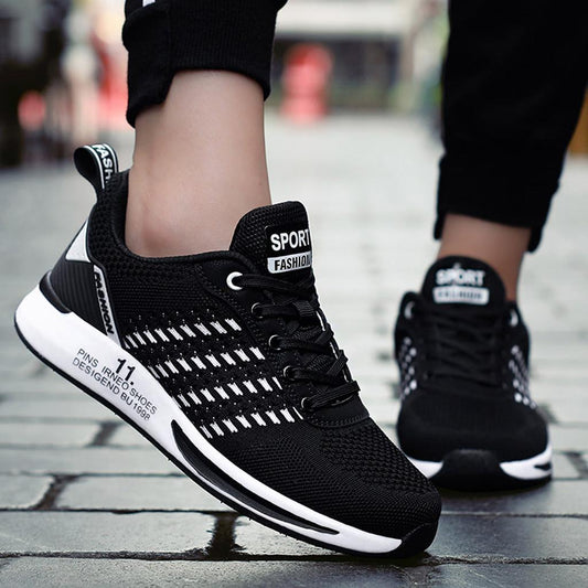 Couples Sports Shoes Fashion Women Flying Woven Mesh Breathable Non-Slip Wear-Resistant Cushion Sneakers Men's Vulcanize Shoes