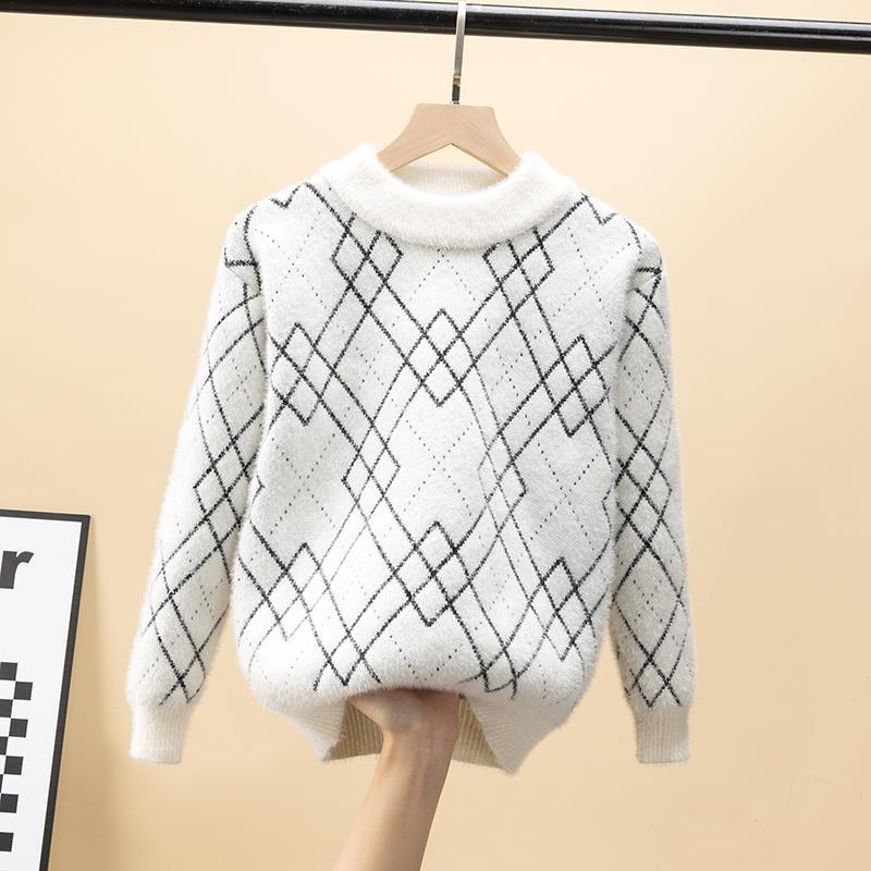 Boys Mink Fleece Sweater To Keep Warm Autumn and Winter Big Middle and Small Children's Fashion Thick Knitted Bottoming Shirt