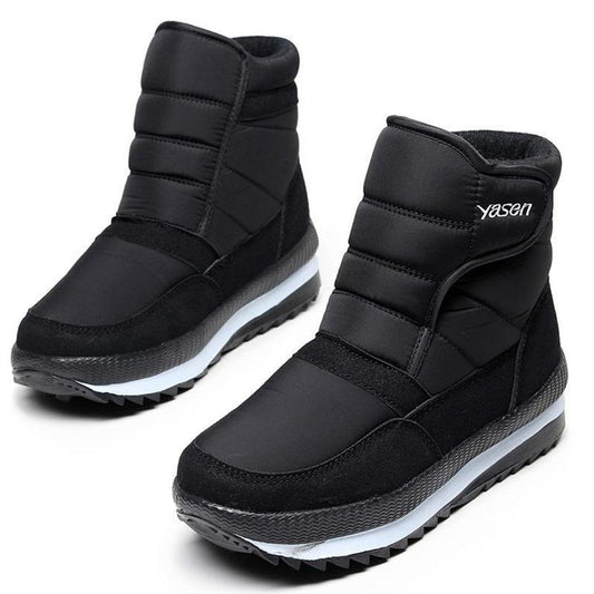 Winter Thick Cotton Shoes Women's High-top Plus Velvet Warmth Thick-soled Snow Boots Short-tube Boots Waterproof and Non-slip