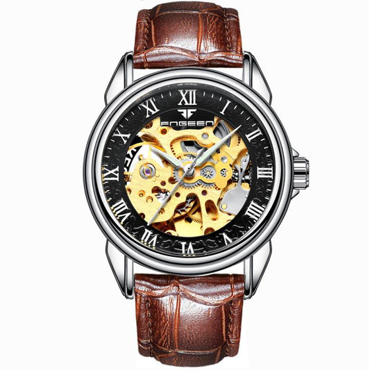 Men Fashion Skeleton Mechanical Watch Casual Sport Waterproof Mens Classic Business Wristwatch