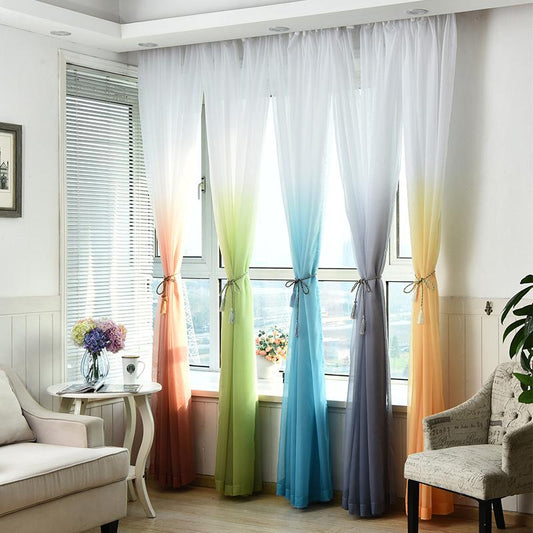 1/2pcs Modern Gradient Color Window Tulle Curtains for Living Room Bedroom Organza Voile Curtains Hotel Decoration Blue Sheer Curtains