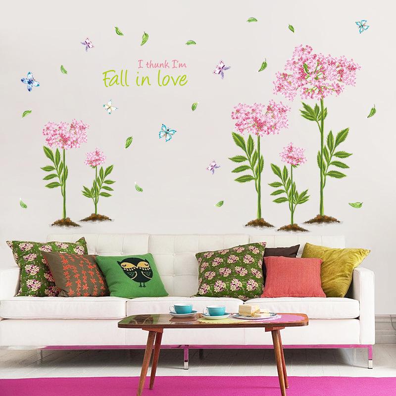 Beautiful western yarrow grass wall stickers TV sofa background decorative painting plastic