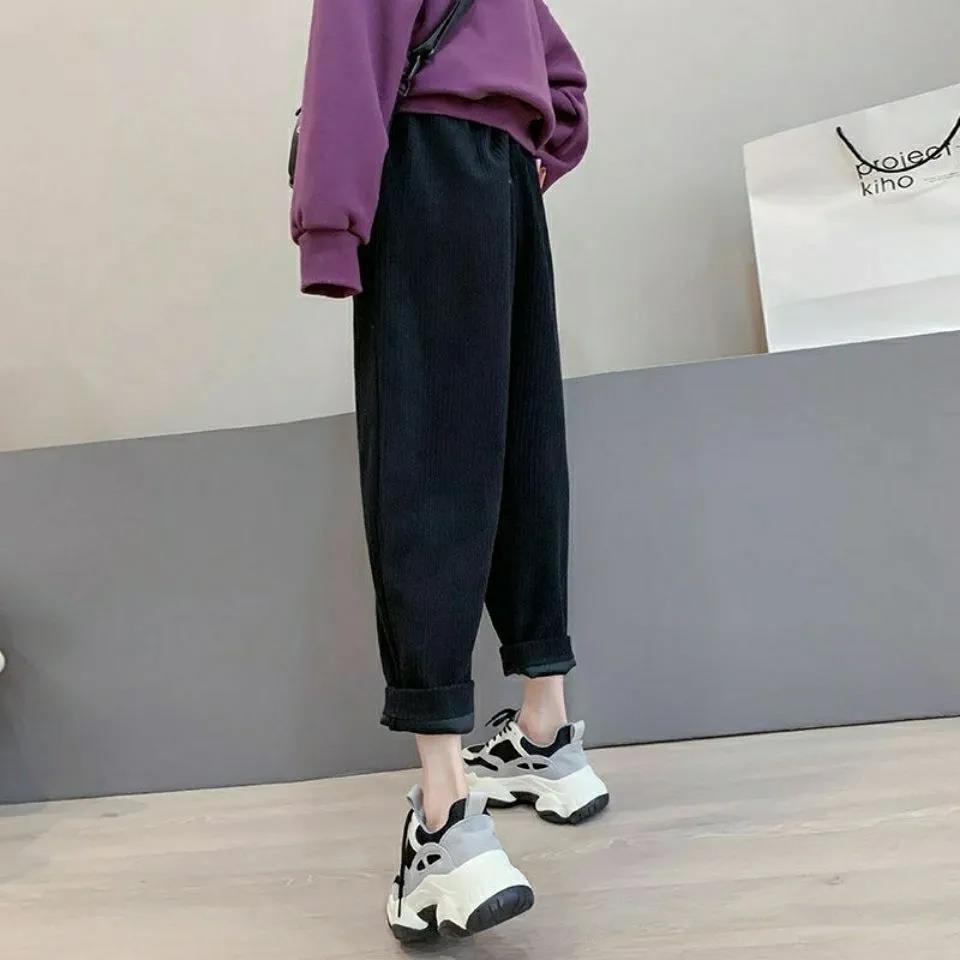 Corduroy Harem Pants Female Korean Students Nine-point Small Feet Carrot Pants Japanese Loose and Thin Casual Pants Women
