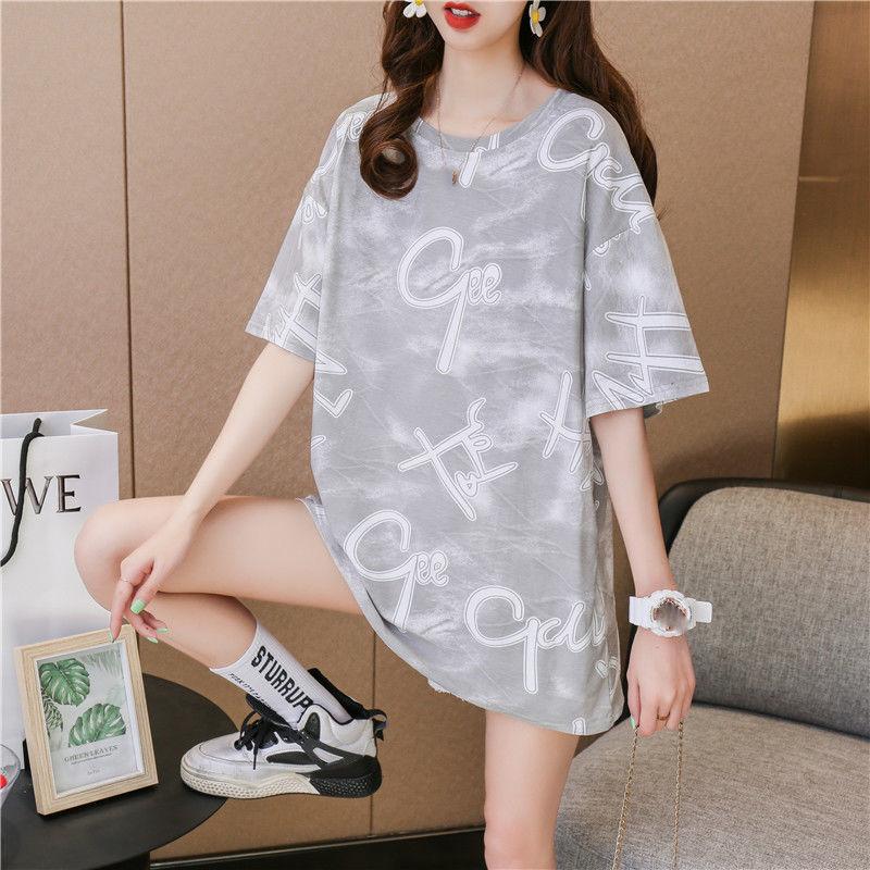 Mid-length T-shirt Loose Lazy Style T-shirt Women's Short-sleeved Plus Size Blouse Women's Loose Casual Plus Size Women's Mid-length T-shirt