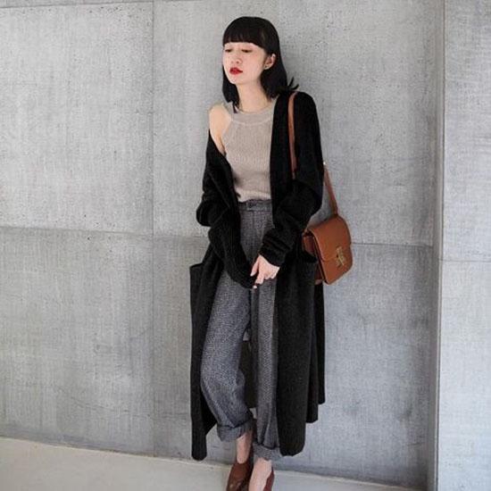Knit Long Cardigan Women Sweaters Female Long Sleeve Pocket Winter Cardigans Casual Knitwear Jumpers