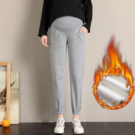 Pregnant Women Wear Trousers Outside In Winter, Plush and Thickened Sports Leggings, Warm Foot Guard Pants, Autumn and Winter Cotton Pants