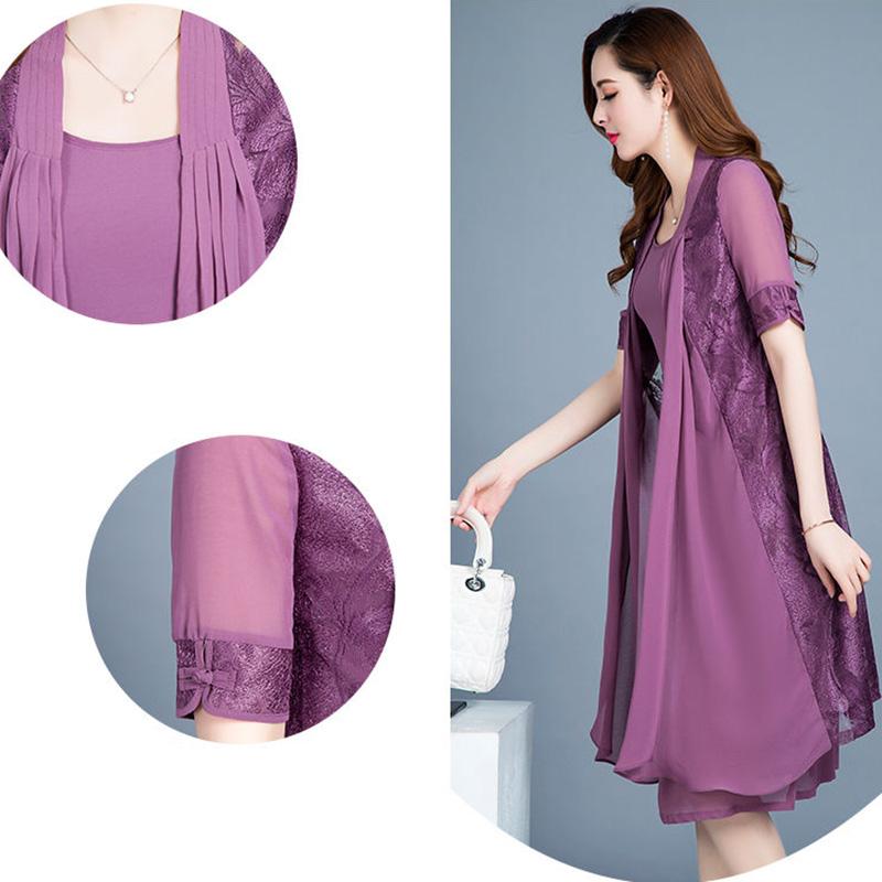Two-piece Dress Women Mid-length Chiffon Suit Skirt Lightweight and High Quality