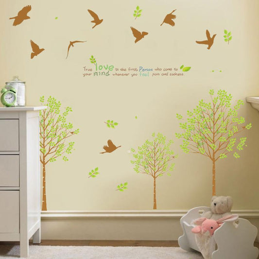 Woods living room bedroom decoration three generations removable transparent wall sticker
